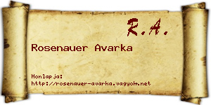 Rosenauer Avarka névjegykártya